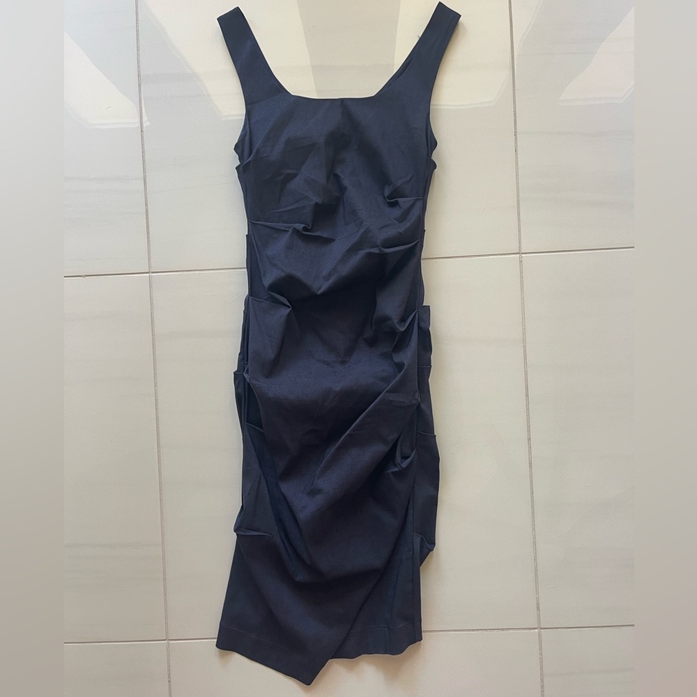 Papillon Blanc Navy Midi Dress